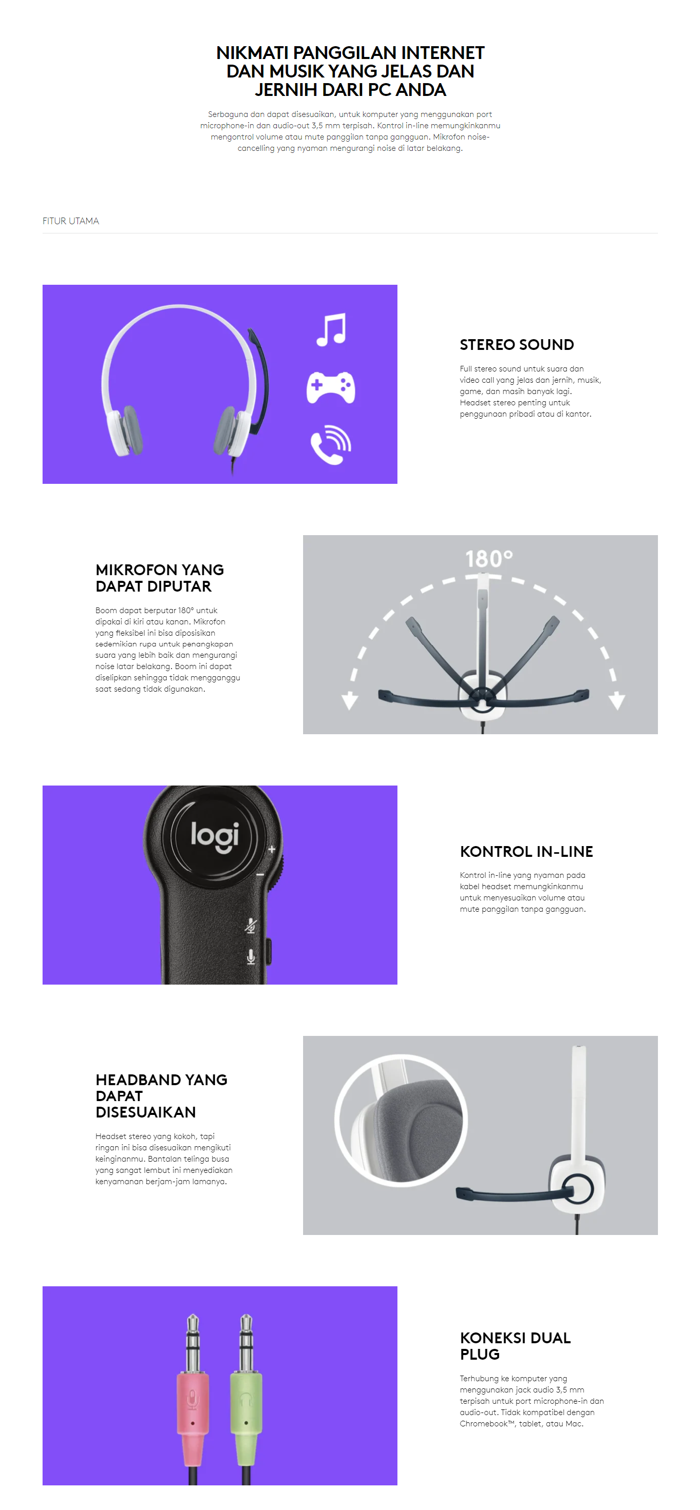 Headset Logitech H 150 Stereo Headset -