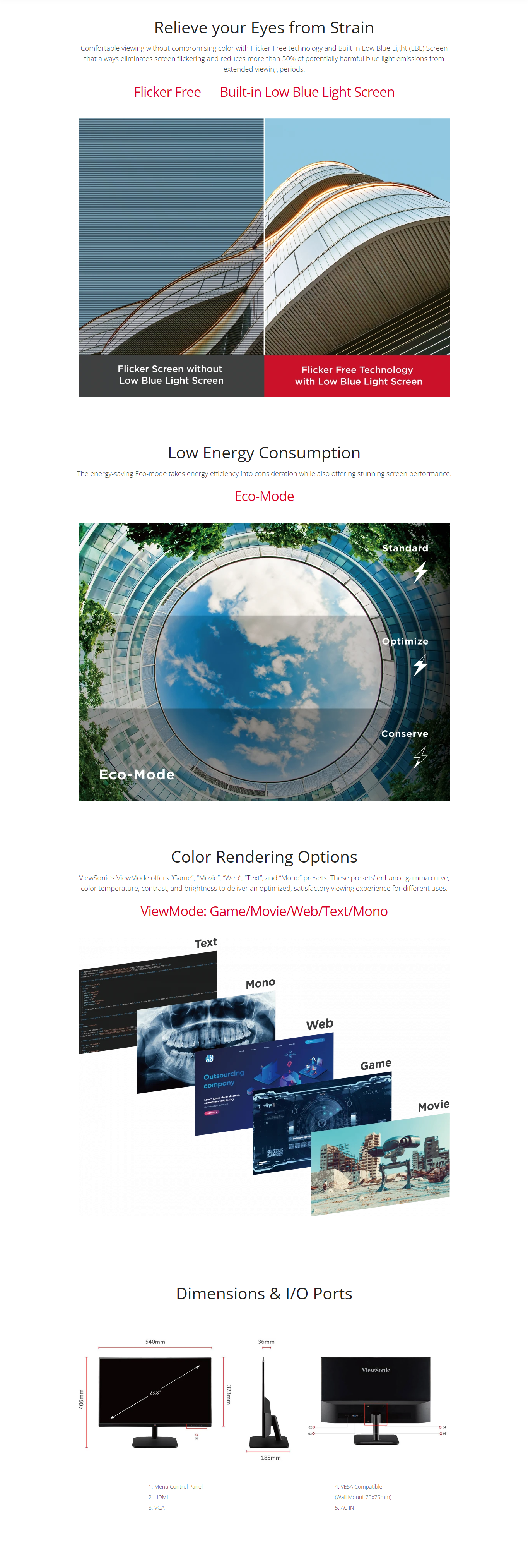 LED Monitor VIEWSONIC VA2432H 3 -