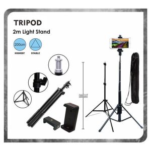 TRIPOD STAND 2M / 2 METER For Stand Holder Handphone / Ring Light Led