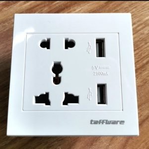 Taffware Stop Kontak Universal Uk Eu Us & 2 Port USB Wall Socket