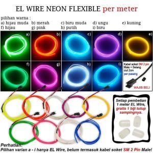 Kabel EL Wire Flexible Neon Per Meter - Kabel SoketMale - Biru