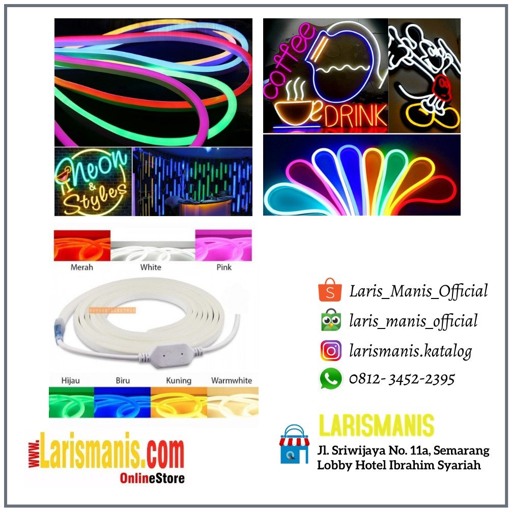 DC 12V Neon Flex LED Selang Flexible Sign Strip Fleksibel Paket 5M - Orbit.co.id