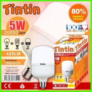 Tintin 5w 5 watt lampu kapsul LED bohlam capsule bulb putih SNI ecer.