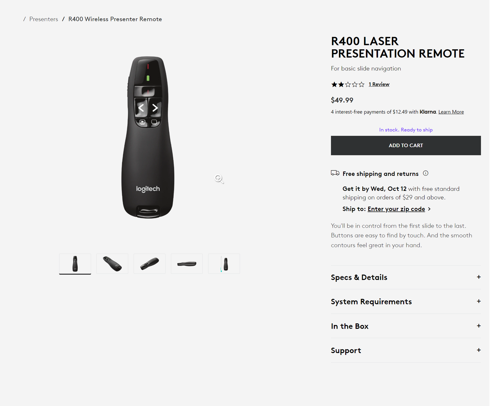 LOGITECH WIRELESS PRESENTER R-400