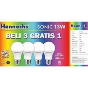 Lampu Hannochs LED Sonic 13 Watt Paket Beli 3 Gratis 1 Putih