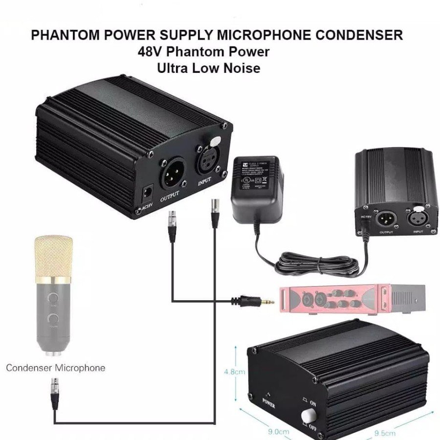 Phantom Power Supply 48V for Condenser Microphone