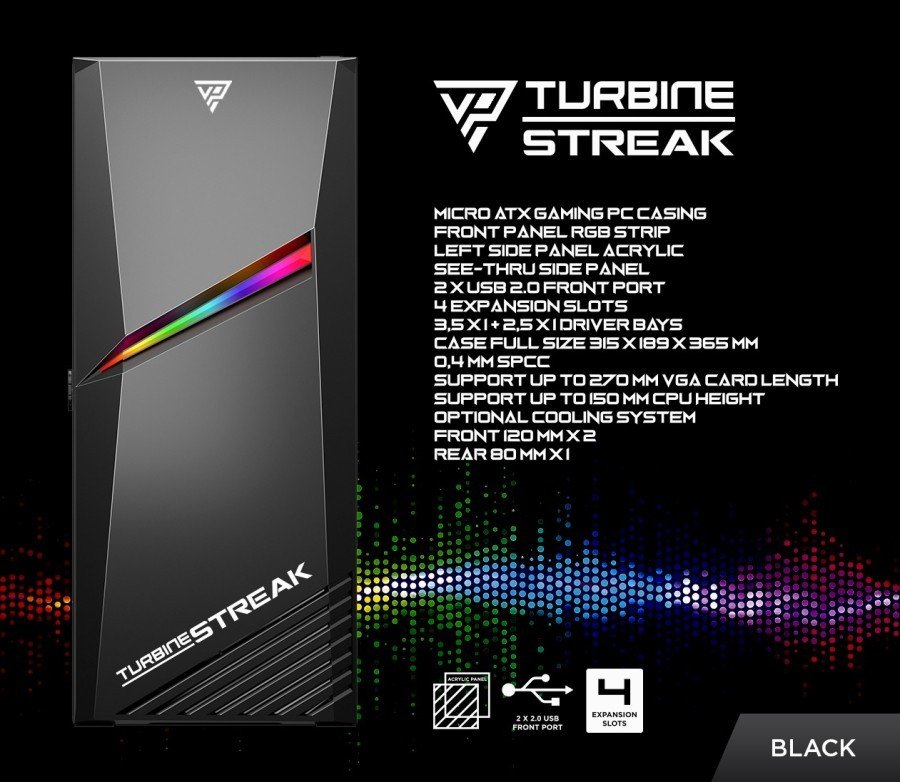 Casing PC Gaming Turbine Streak Acrylic Varro