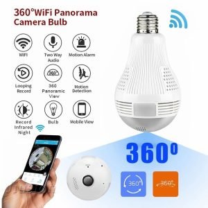 Camera CCTV IP Wireless Panoramic FISH EYE 360 Bohlam lampu 3MP