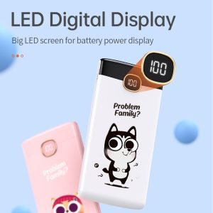 Powerbank 10000mah BASIKE 5V 2A Keluaran ganda Ringan LED display Satwa - PINK CAT