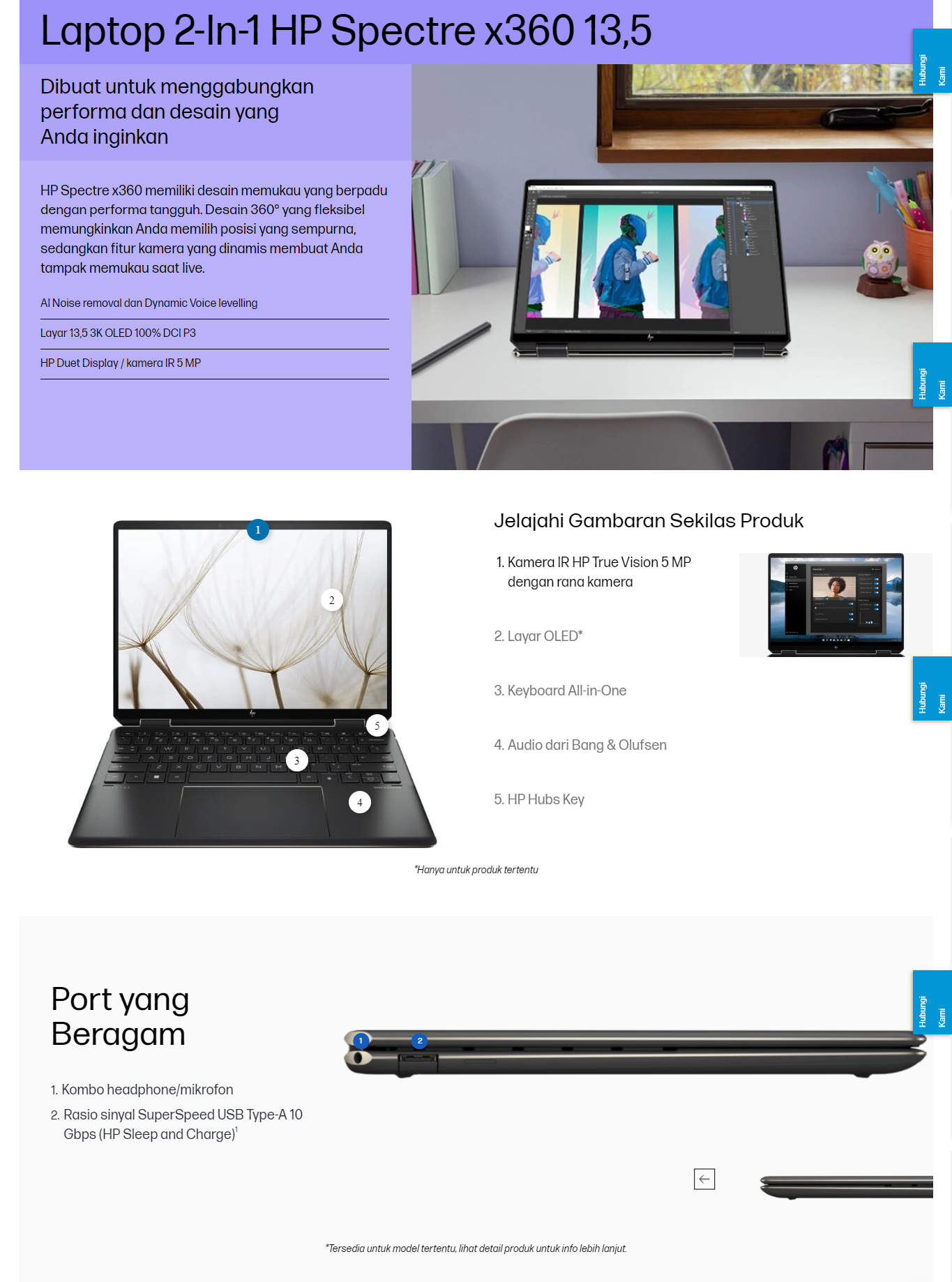 HP Spectre x360 2 in 1 Laptop 14 ef0006TU 13 5 inch 6Y638PA Toko HP com Indonesia -