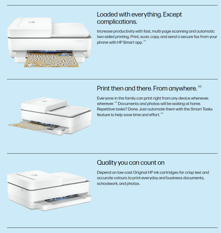 HP Deskjet 6475 INK Advantage Print Scan Copy Wireless -