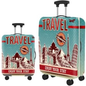 Elastic Luggage Cover Motif / Sarung Penutup Koper Corak Elastis Tebal