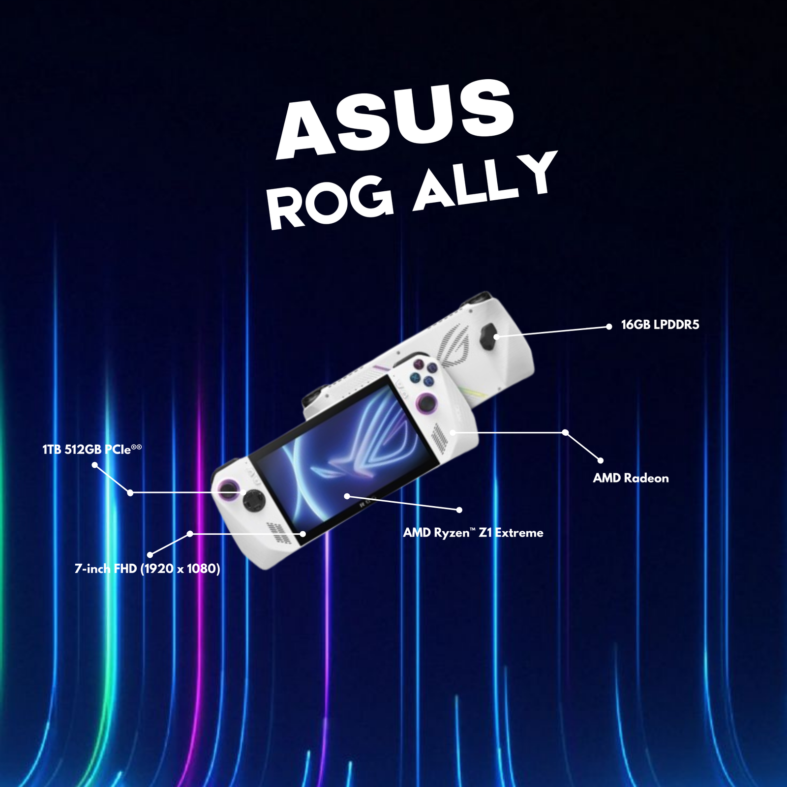 Asus ROG Ally RC71L-R2RADA6W Ryzen Z1 Extreme 16GB 512 RDNA3 W11