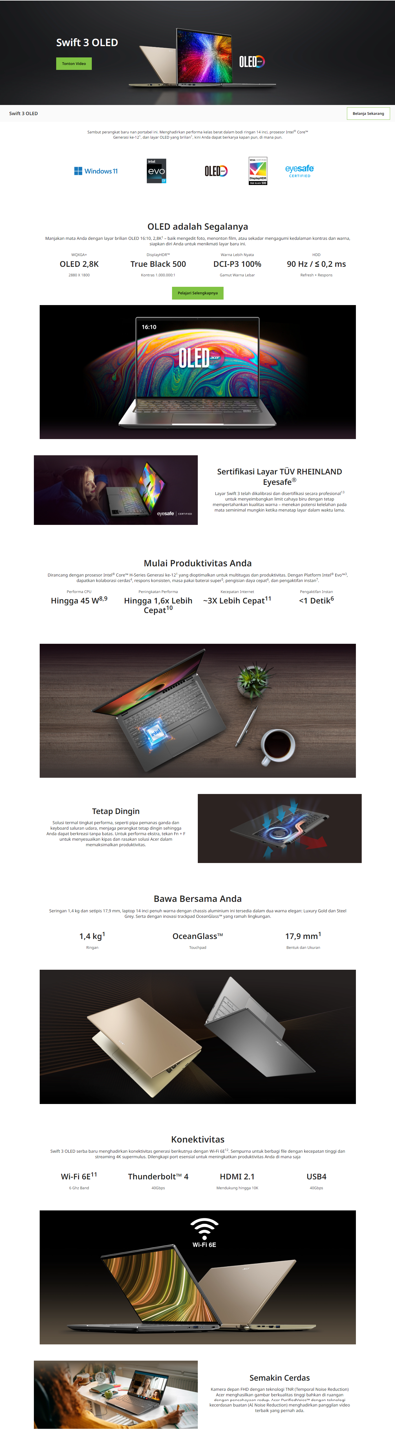 Acer Swift GO 14 SFG14 41 R3ZH Ryzen 7 7730U