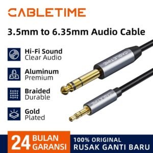 Kabel Aux TRS 6,5 mm To 3,5mm Braided 1 Meter - Cabletime (CF25)