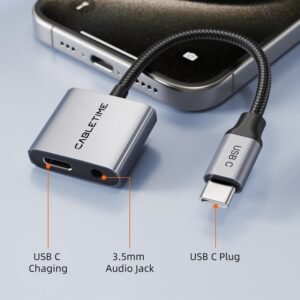 USB-C to Aux 3.5mm USB-C PD60W Cabletime (CPA1G)