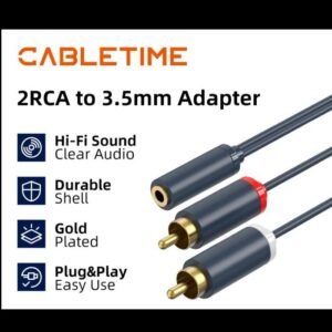 CABLETIME Kabel AUX 3.5mm Female to 2 RCA