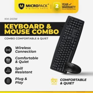 Micropack Keyboard Wireless Classic Combo Mouse KM-203W