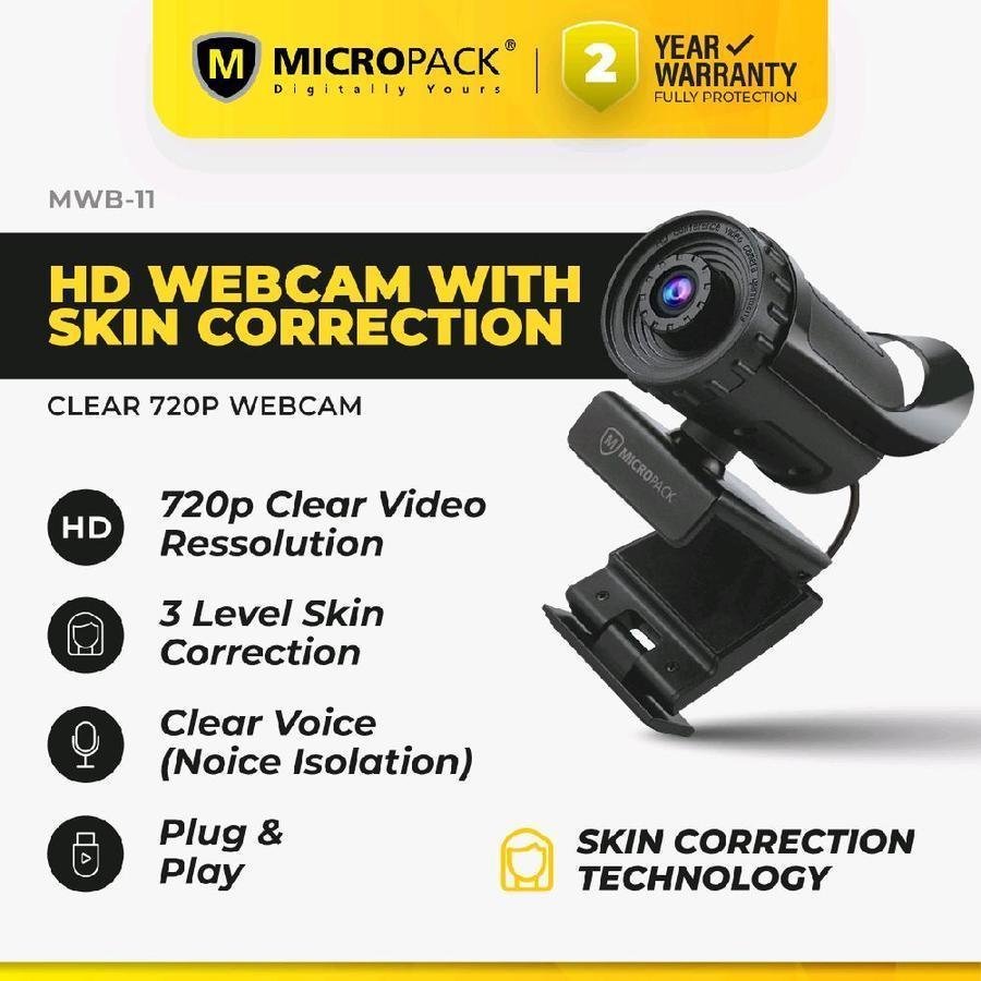 MICROPACK Webcam HD 720P Built in Mic with Beauty Effect MWB 11
