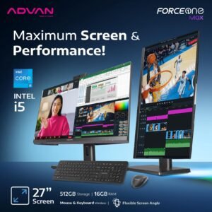 ADVAN AIO ONE PC FORCE MAX LAYAR 27" I5 1240P 16GB 512GB W11 27"FHD
