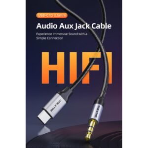 Kabel USB Type C to Aux 3.5mm Male Audio Adapter Braided 1 Meter CABLETIME (CF16)