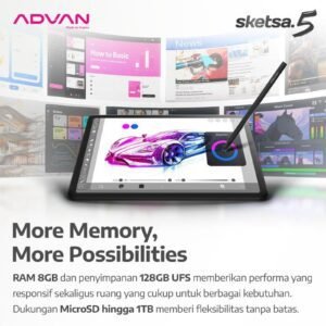 Advan Sketsa 5 Helio G99 RAM 8GB Storage 128GB Android Layar 12" 2K 90Hz - TKDN
