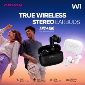ADVAN TWS W1 True Wireless Stereo Earbuds ANC + ENC | Bluetooth 6.0 | Clear Voice