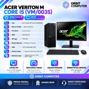 Acer Veriton M VM/0035 i5 8GB 1TB SSD VGA 2GB + Monitor 23.8" FHD