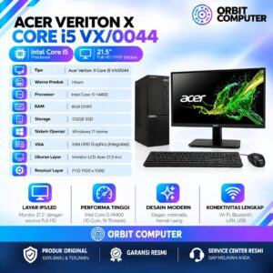 Acer Veriton X VX/0044 i5 14400 8GB 512GB SSD + Monitor 21.5" FHD - TKDN