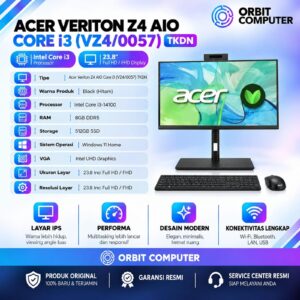 Acer Veriton Z4 AIO VZ4/0057 TKDN i3 8GB 512GB SSD 23.8" FHD Windows 11