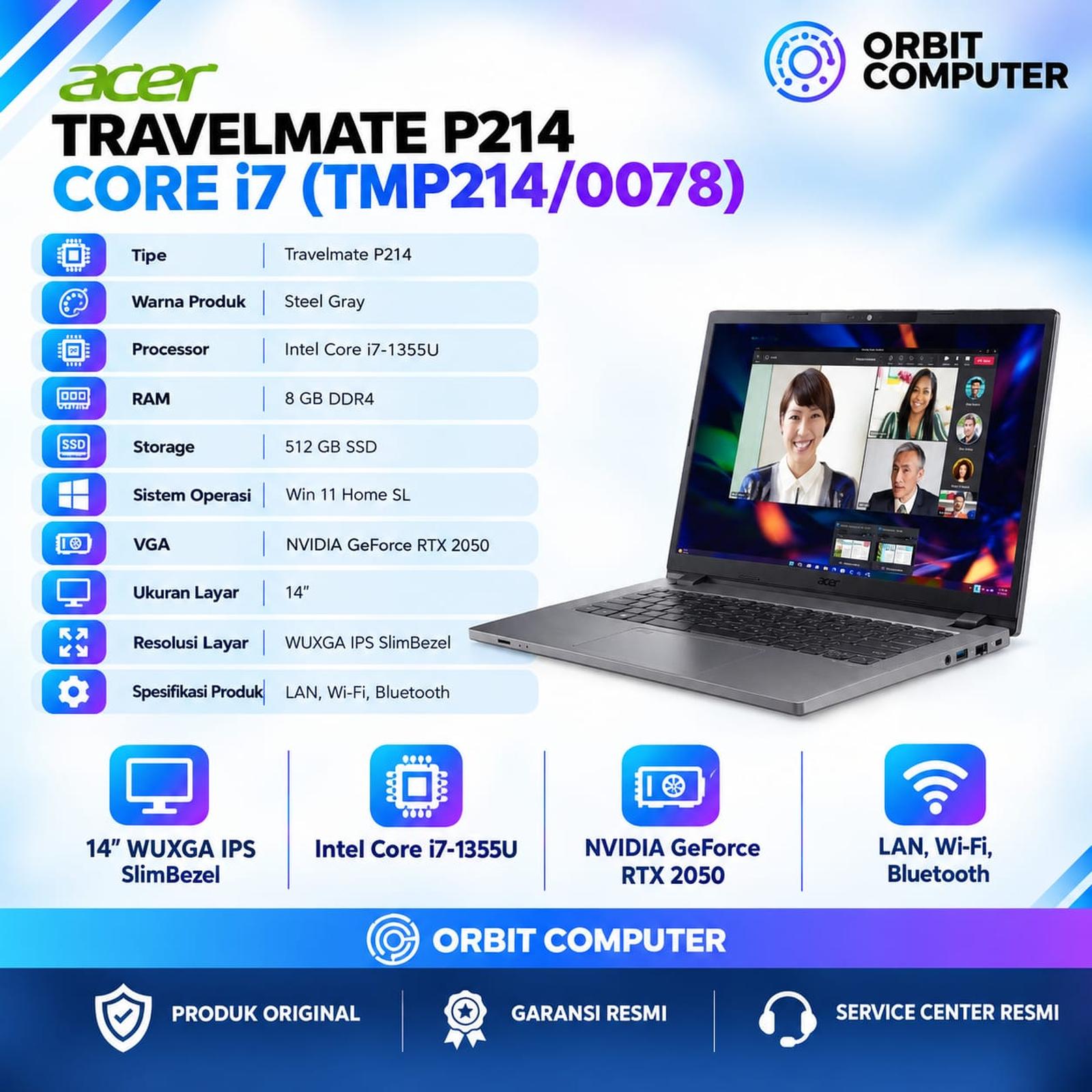 Laptop Acer TravelMate P214 TMP214/0078 Core i7-1355U 8GB 512GB
