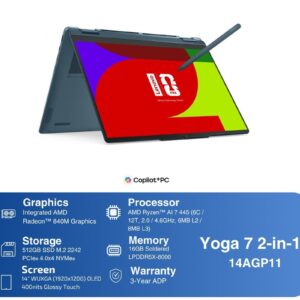 Lenovo YOGA 7 8KID 2IN1 RYZEN AI 7 445 16GB 512GB W11+OHS24+M365 14"WUXGA OLED TOUCH TIDAL TEAL