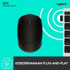 Logitech B170 Mouse Wireless untuk Computer/ Komputer Laptop Windows, Mac, Linux dan ChromeOS dilengkapi dengan Baterai