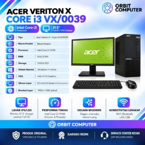 PC Acer Veriton X VX/0039 Core i3-13100 8GB DDR5 512GB SSD Monitor