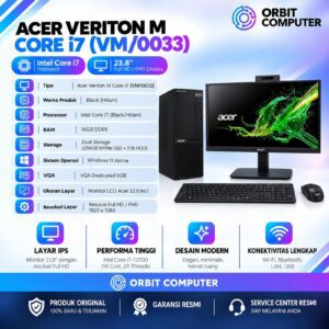 PC Tower Acer Veriton M VM/0033 Core i7 16GB 256GB SSD 1TB HDD VGA 6GB TKDN