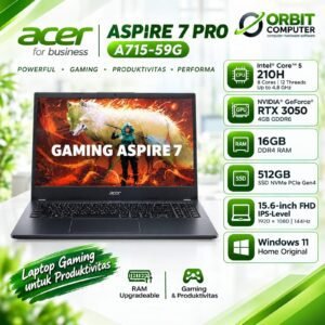 Laptop Acer Aspire 7 Pro A715 Core 5 210H 16GB 512GB RTX3050 W11 Black
