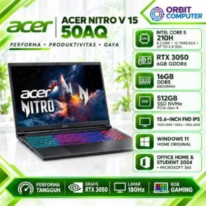 Laptop Acer Nitro V 15 Intel Core 5 210H 16GB 512GB RTX3050 W11 Black