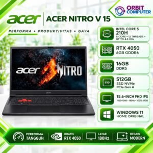Laptop Acer Nitro V 15 Intel Core 5 210H 16GB 512GB RTX4050 W11 Black
